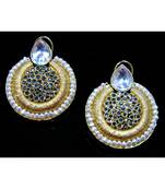 Ethnic Polki Matte Gold Dangler Earrings