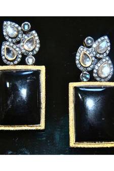 Black Onyx Gold Dangler Earrings
