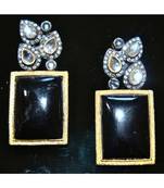 Black Onyx Gold Dangler Earrings