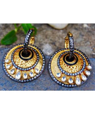 Overlay Gold Victorian Edged Dangler Earrings 1