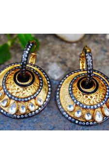 Overlay Gold Victorian Edged Dangler Earrings
