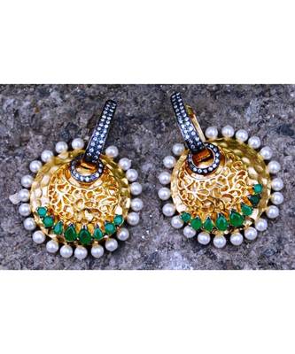 Overlay Emerald Dangler Earrings 1