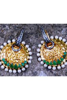 Overlay Emerald Dangler Earrings