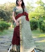Multicolor woven art silk saree with blouse