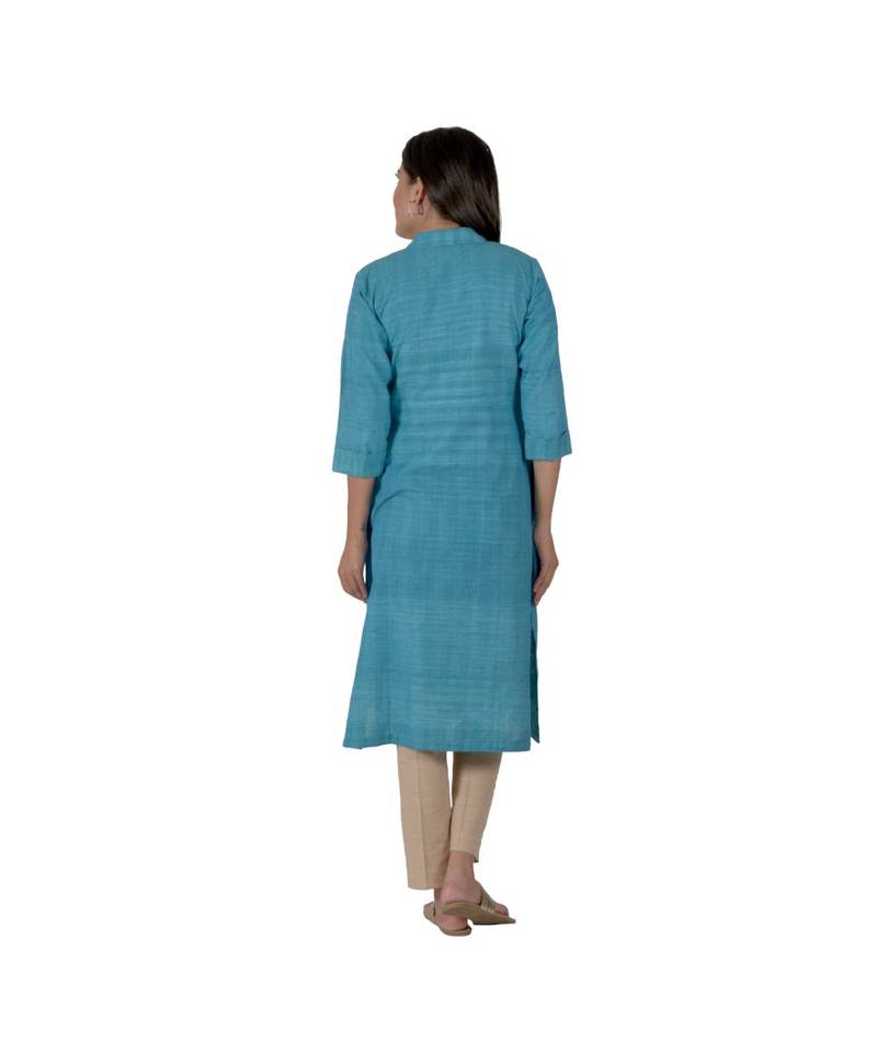 Turquoise Blue Designer Kurta With Beautiful Mirror Work