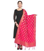 Pink Woven Banarasi Silk Dupatta For Women