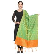 Lime Green Woven Banarasi Silk Dupatta For Women