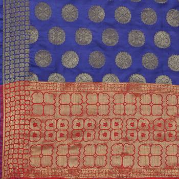 Nvay Blue Woven Banarasi Silk Dupatta For Women 4