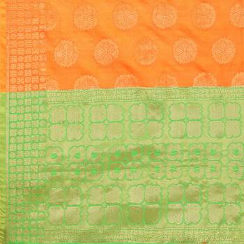 Orange Woven Banarasi Silk Dupatta For Women 4