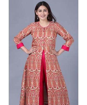 Paisley Printed Jacket Style Flared Kurti with Straight Palazzo 1