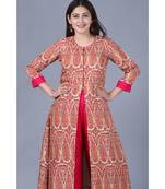 Paisley Printed Jacket Style Flared Kurti with Straight Palazzo