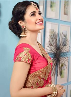 Pink Georgette Net Saree embroidered saree with blouse 3