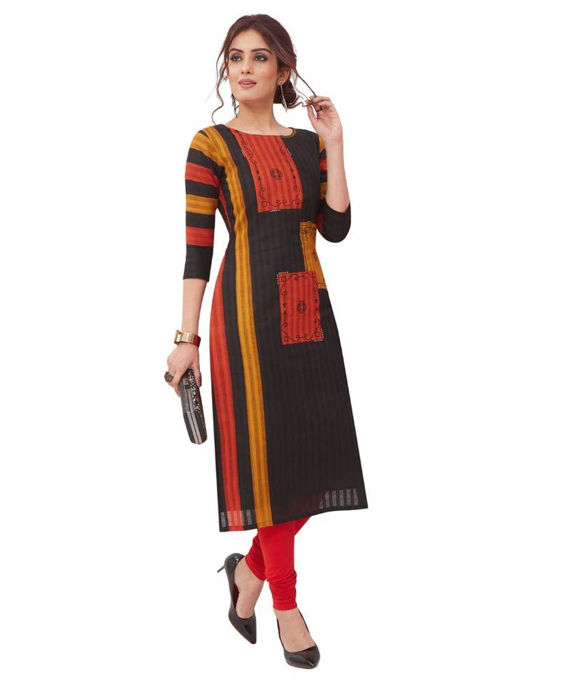 Ishin Combo Of 3 Cotton Multicolor Printed Women's Unstitched Kurta