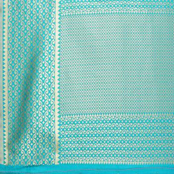 Turquoise Blue Woven Banarasi Silk Dupatta For Women 4