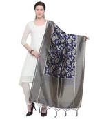 Blue Woven Banarasi Silk Dupatta For Women