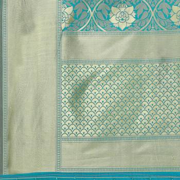 Sea Green Woven Banarasi Silk Dupatta For Women 4