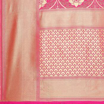 Pink Woven Banarasi Silk Dupatta For Women 4