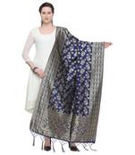 Blue Woven Banarasi Silk Dupatta For Women