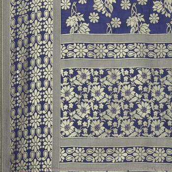 Blue Woven Banarasi Silk Dupatta For Women 4