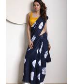 Space Blue Tie-&-Dye Pure Cotton Saree