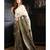 Off-White & Cedar Brown Linen Saree With Embroidery