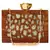 Anekaant Timber Sequins Wooden Party Clutch Bag Brown