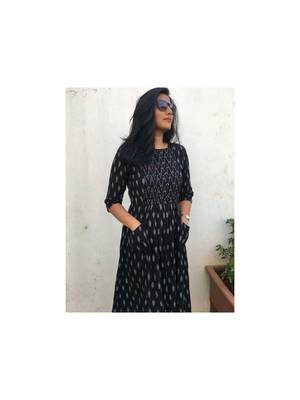Black and white handwoven ikat dress 2