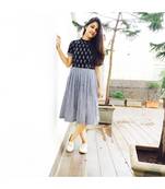 Black & white Fusion of ikat and checks