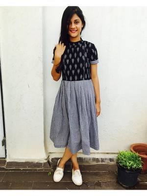 Black & white Fusion of ikat and checks 2