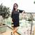 Black quircky monkey applique shirt dress