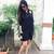 Black quircky monkey applique shirt dress