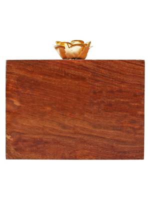 Anekaant Timber Sequins Wooden Party Clutch Bag Brown 3