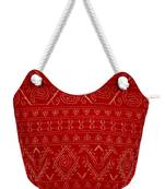 Anekaant Holdall Cotton Jacquard Handbag Red