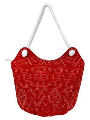 Anekaant Holdall Cotton Jacquard Handbag Red 3