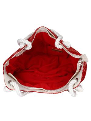 Anekaant Holdall Cotton Jacquard Handbag Red 4