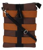 Anekaant Twine Striped Canvas Sling Bag Brown