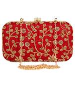 Anekaant Ethnique Embroidered Party Clutch Bag Maroon