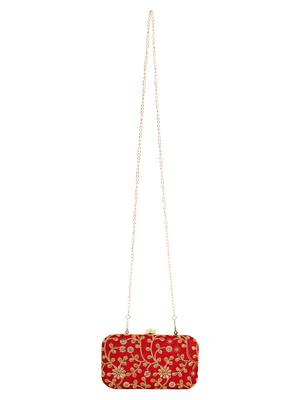 Anekaant Ethnique Embroidered Party Clutch Bag Maroon 4