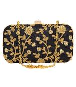 Anekaant Ethnique Embroidered Party Clutch Bag Black