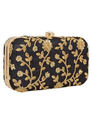 Anekaant Ethnique Embroidered Party Clutch Bag Black 2