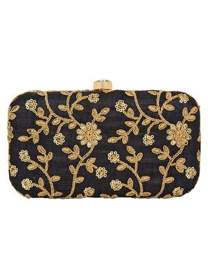 Anekaant Ethnique Embroidered Party Clutch Bag Black 3