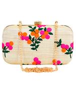 Anekaant Ethnique Embroidered Party Clutch Bag Off white & Multi