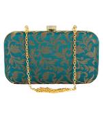 Anekaant Ethnique Embroidered Party Clutch Bag See Green & Gold