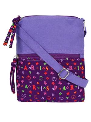 Anekaant La Borsa Alphabet Print Canvas Sling Bag Purple 1