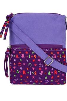 Anekaant La Borsa Alphabet Print Canvas Sling Bag Purple