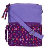 Anekaant La Borsa Alphabet Print Canvas Sling Bag Purple