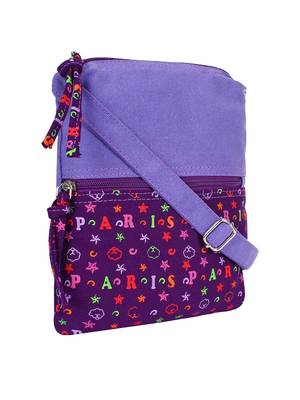 Anekaant La Borsa Alphabet Print Canvas Sling Bag Purple 2
