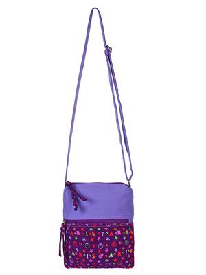Anekaant La Borsa Alphabet Print Canvas Sling Bag Purple 4