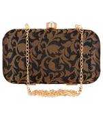 Anekaant Ethnique Embroidered Party Clutch Bag Black & Gold