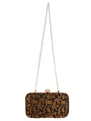Anekaant Ethnique Embroidered Party Clutch Bag Black & Gold 4